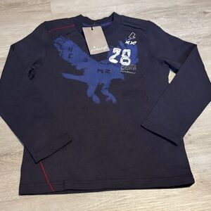 Jean Bourget Navy Blue Dinosaur Long Sleeve Tee
